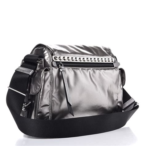 roberto prada metalli|PRADA Metallic Tessuto Nylon Metal Studded Shoulder Bag.